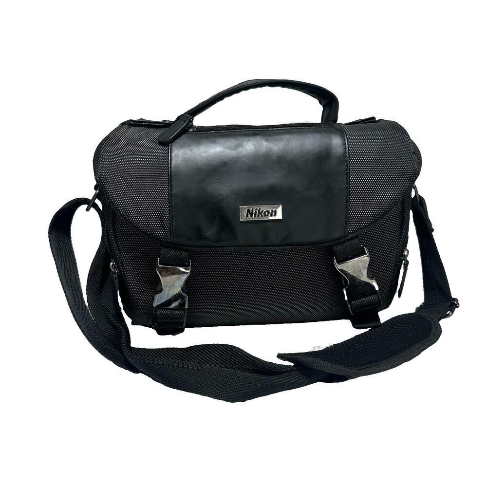 Nikon Camera Messenger Bag Black Grey Padded DSLR Gadget Bag Shoulder Strap